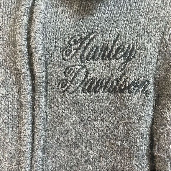 Harley Davidson Wool Blend Cable Knit Gray Zip Up Jacket Women’s Size XS - Picture 7 of 8